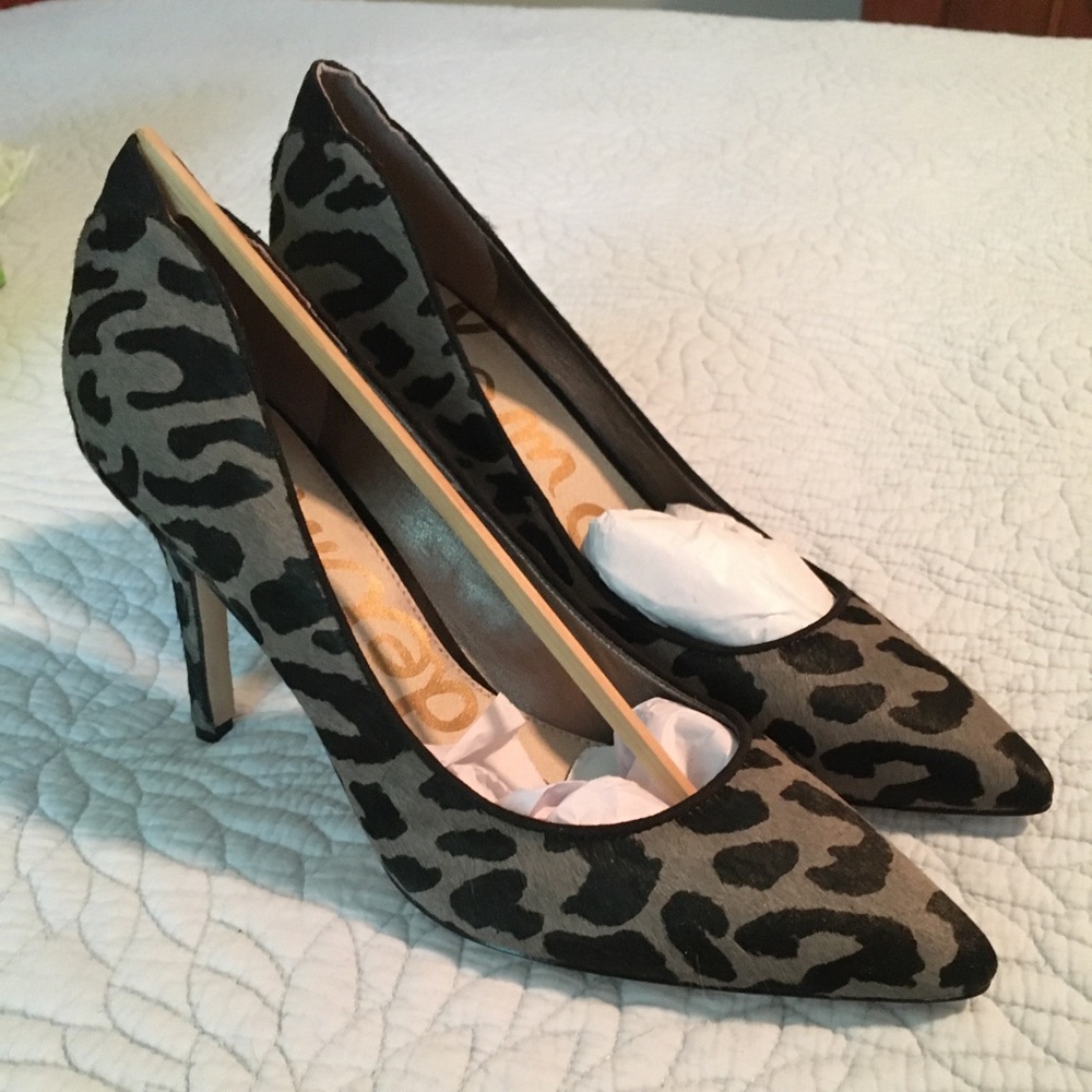 Sam Edelman Zola Gray/Black Leopard Calf Hair - New!
